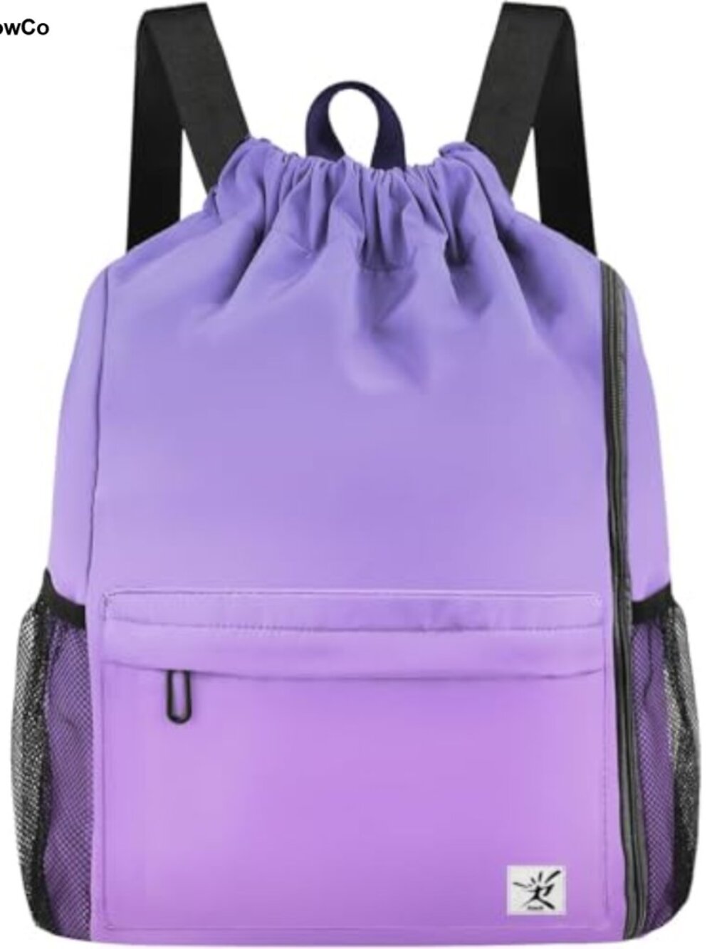 Water-Resistant Drawstring Backpack Gym Sackpack Mesh Pocket Beach Bag